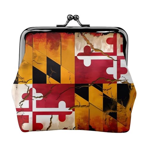 Kleine Geldbörse aus Holz mit Maryland-Flagge, für Damen, Münzbörse für Damen, kleine Damengeldbörse, kleine Make-up-Tasche für Geldbörse, Schwarz , Einheitsgröße, Taschen-Organizer von GaxfjRu