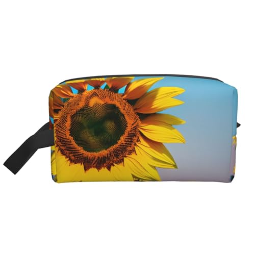 Kosmetiktasche mit Sonnenblumen-Motiv, geräumige Kapazität, Kosmetiktasche für Damen, Kulturbeutel für Herren, Reise-Kulturbeutel, weiß, Einheitsgröße von GaxfjRu