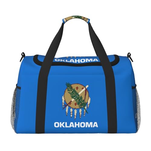 Oklahoma Reisetasche mit Staatsflaggen-Druck, Wochenendtasche, Turnbeutel, Übernachtungstaschen, Reiseutensilien für Damen und Herren, Schultertasche, Schwarz , Einheitsgröße von GaxfjRu