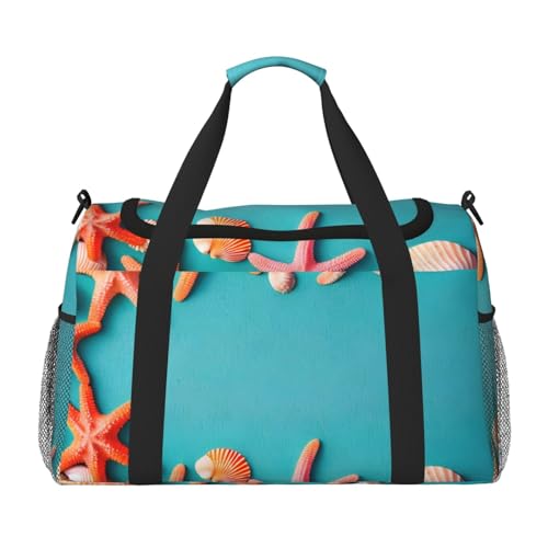 Reisetasche mit Ozean-Strand-Motiv, Wochenendtasche, Turnbeutel, Übernachtungstaschen, Reiseutensilien für Damen und Herren, Schultertasche, Schwarz , Einheitsgröße von GaxfjRu