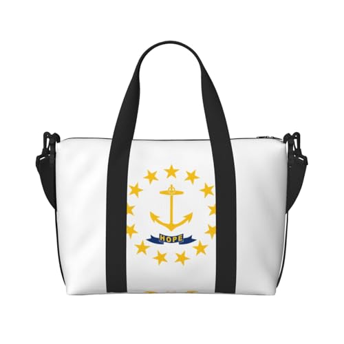 Rhode Island Seesack mit Staatsflagge für Reisen, leichte persönliche Gegenstände, Reisetaschen für Damen, Turnbeutel für Herren, Schwarz, Einheitsgröße von GaxfjRu