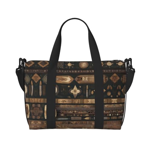 Seesack im Bohemian-Stil für Reisen – leichte Oxford-Reisetasche für Damen, ideale Sporttasche für Herren, Schwarz , Einheitsgröße von GaxfjRu