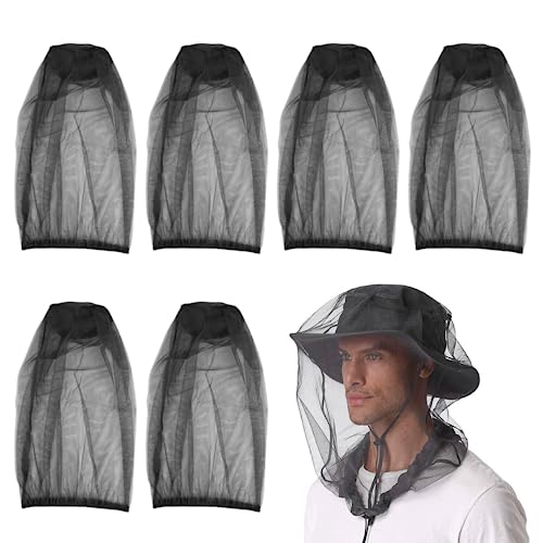 Gcroet 6pcs Mosquito Kopfnetz Schwarz Midge Net Atmungsfreie Net -Kopf -Deckung für Hut -Sonnenschutz Moskitonetz für Wandercampingfischen von Gcroet