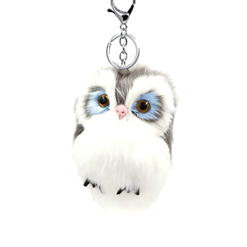 Gcroet Plüsch -Eulenschlüsselketten -Fluffy Faux Pel Owl Schlüsselkette süße Tierschlüsselung Handtasche Anhänger .. von Gcroet