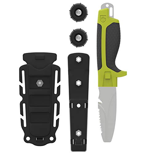 GEAR AID Tanu Tauch- und Rettungsmesser mit Scheide und B.C.D. Adapter, 7.6 cm Klinge, NAV Green von Gear Aid