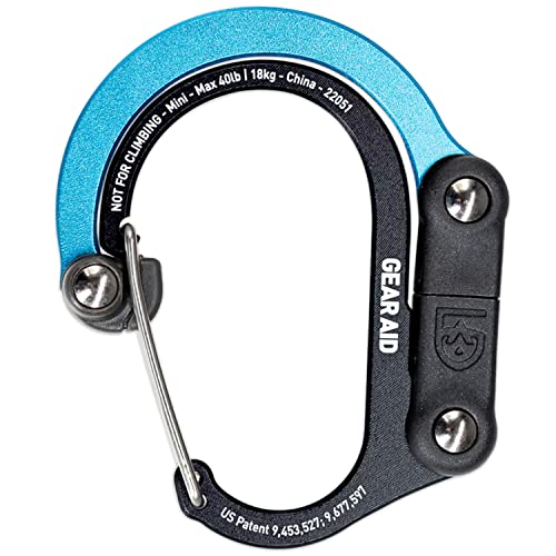 Gear Aid HEROCLIP (Mini) Karabiner und Haken zur Befestigung von Taschen, Geldbörsen, Laternen, Kinderwagen, Werkzeugen, Helmen, Wasserflaschen und vielem mehr - Schwarz & Blau von Gear Aid