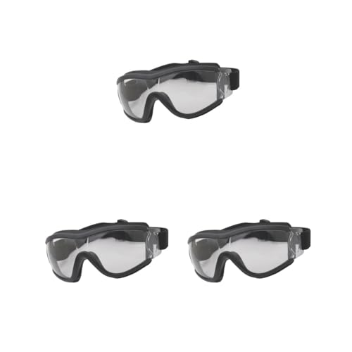 3er-Set Kinder-Schutzbrillen für Jungen und Mädchen, transparente Gläser, staubdicht, winddicht, Motorradbrille, Schutzausrüstung, Zubehör, schwarz von Geardeangloow