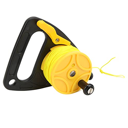 Gearwell Tragbare Tauchrolle mit Daumenstopp – 46 m gelbes Kabel, einziehbarer Griff zum Schnorcheln, Tauchen und Wassersport (Yellow Wheel) von Gearwell