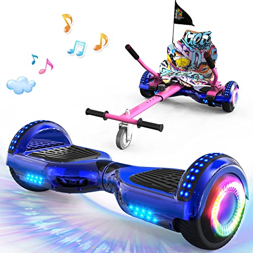 GeekMe 6.5" Hoverboards mit Sitz,Hoverboards und Kart für Kinder,Hoverboards mit Bluetooth-Lautsprecher,Schöne LED-Leuchten,Geschenk für Kinder von GeekMe