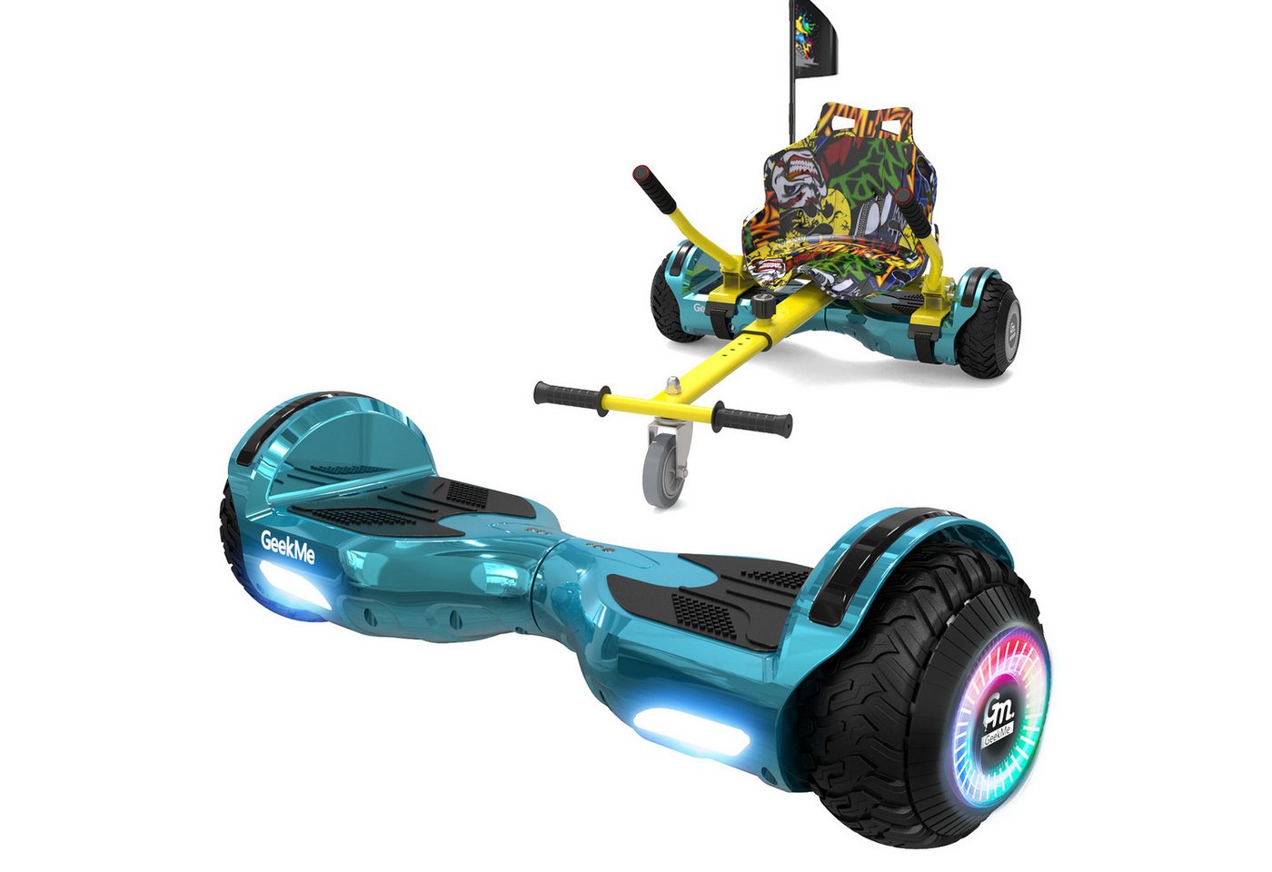 GeekMe Balance Scooter Kart 6,5 Zoll Hoverboard mit Hoverkart, Geschenk für Kinder und Jugendliche von GeekMe