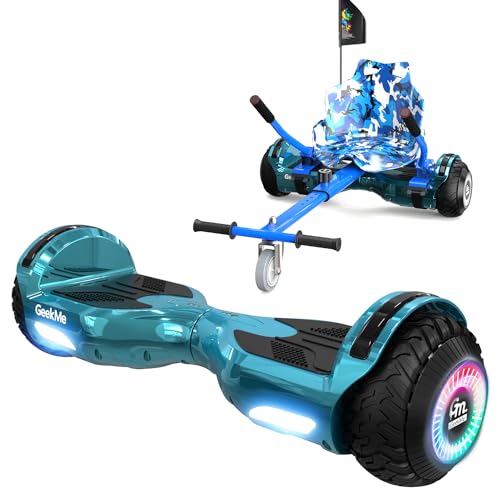 GeekMe Hoverboards Go Kart Attachment, Hoverboards mit Hoverkart 6,5 Zoll mit LED-Licht, Smart Bluetooth, Selbstausgleichssystem, Geschenk für Kinder, Jugendliche und Erwachsene von GeekMe