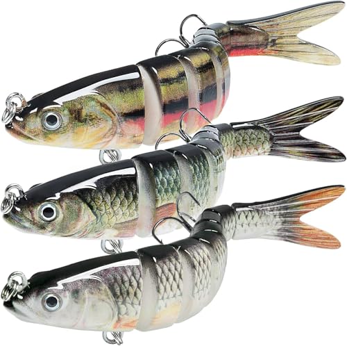 Angelköder lebensechte Multi-Jointed Swimbait langsam sinkende Schwimmköder Angelköder für Süß- und Salzwasser Hartköder für Barsch Forelle Barsch Hecht Angeln Geschenke für Männer (1STK) von Gehanico