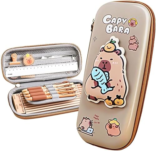 Capybara 3D-Federmäppchen, Cartoon-Capybara-Federmäppchen, wasserdichtes Federmäppchen, Schreibwaren-Etui, Cartoon-Schreibwaren-Organizer, Box für Mädchen, Jungen, Studenten, Teenager, Geschenk, von Gehanico