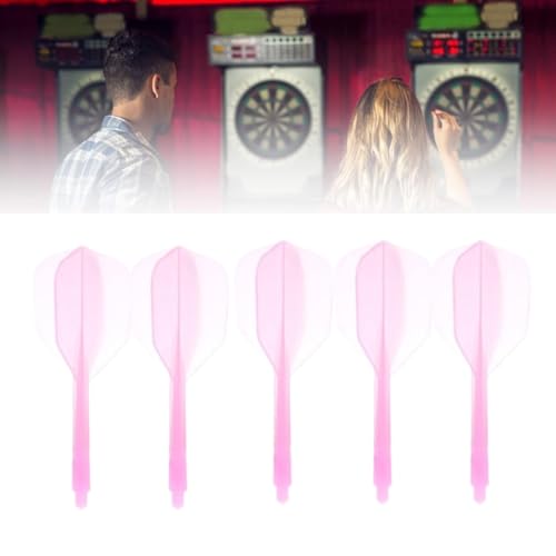 Gehanico Dart-Schaft und Flights, Standardform, Dart-Schäfte und Flights, Combo für Dart-Spiel für integrierten transparenten Dart-Schaft und Flight-Kombi-Standard-Flights, bruchsicher, Rosa, 5 Stück von Gehanico