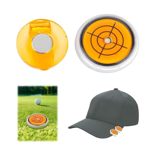 Golfmarker Golf Hut Clip | Magnetische Golfballmarker Exquisiter Golfzubehör Zielmuster Golfhut Clip Level Golf Cap Clip Metall Golf Mini magnetisch Ball Marker Golf Visier Clip Zubehör (Orange) von Gehanico