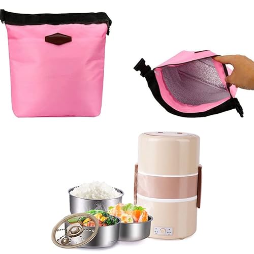 Kühltasche | Klein Lunchtasche mit Reißverschluss | Mini Kühlbox Einkaufstasche Isoliertasche Wasserdicht Picknicktasche Lunch Bag Wiederverwendbare Kühltasche für Arbeit Schule Outdoor (Pink) von Gehanico