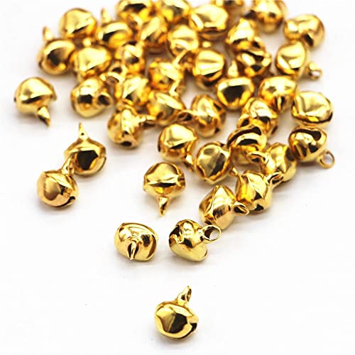 100Pcs Gold Weihnachtsglocke Metallglocken Bunte Klingel Bell Christbaumanhänger mit Öse Kleine Glocke für Weihnachten, Hochzeit, Silvester Basteln Metallglocken Glocke Weihnachtsdeko von Generic