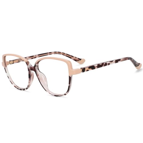 1227Damen Cat Eye Anti-Blaulicht-Brille mit Rahmen, leicht, zweifarbig, Leopardenmuster, Literaturbrille von Generic
