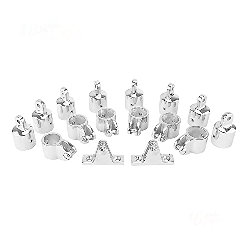 16 stücke Universal 4-Bow Bimini Top Edelstahl 316 Marine Hardware Set Deck Scharnierkiefer Slide Eye End Fitting Boot Zubehör(Suitable for 25.4mm Round Tube) von Generic