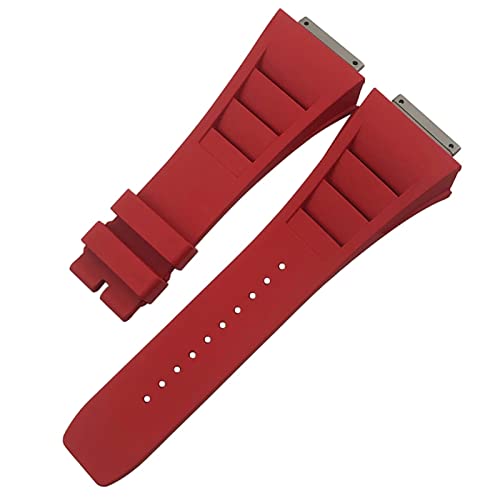 19-mm-Gummiarmband als Ersatz für Richard Mille RM035 011 055 030, schwarz, weiß, rot, Metallschnittstelle, Uhrenarmband. Herkunft: China von Generic