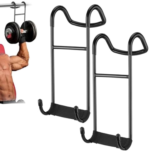 YCZYSM Kompakt Hantel-Spotter-Haken, Metall, Schwarz, 2er-Pack, Gestaffelter Rahmen, 26,5 x 11,5 cm, Max. 102,06 kg Tragkraft, Fitnessgerät, Heim-Fitnessstudio von Generic