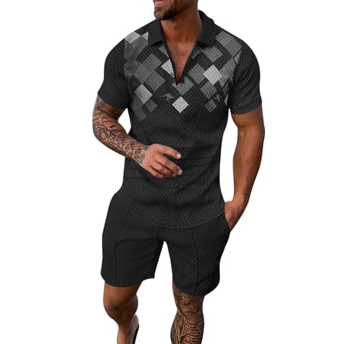 2 Teiler Herren Sommer,Zweiteiler Herren Sommer Kurz,Sport Anzug Herren 1/4 ReißVerschluss Poloshirt Und Kurze Hose Kordelzug Casual 2 Teiler Sommer Anzug Jogginganzug Set Baggy Freizeitanzug 2 Teiler Herren Sommer,Zweiteiler Herren Sommer Kurz,Sport Anzug Herren 1/4 ReißVerschluss Poloshirt Und Kurze Hose Kordelzug Casual 2 Teiler Sommer Anzug Jogginganzug Set Baggy Freizeitanzug von Generic