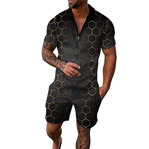 2 Teiler Herren Sommer,Zweiteiler Herren Sommer Kurz,Sport Anzug Herren 1/4 ReißVerschluss Poloshirt Und Kurze Hose Kordelzug Casual 2 Teiler Sommer Anzug Jogginganzug Set Baggy Freizeitanzug 2 Teiler Herren Sommer,Zweiteiler Herren Sommer Kurz,Sport Anzug Herren 1/4 ReißVerschluss Poloshirt Und Kurze Hose Kordelzug Casual 2 Teiler Sommer Anzug Jogginganzug Set Baggy Freizeitanzug von Generic