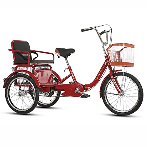 20-Zoll-Dreiradfahrräder für Erwachsene, Dreirad für Erwachsene mit Einkaufskorb und Kindersitz, 3-Rad-Fahrräder für Senioren von Generic
