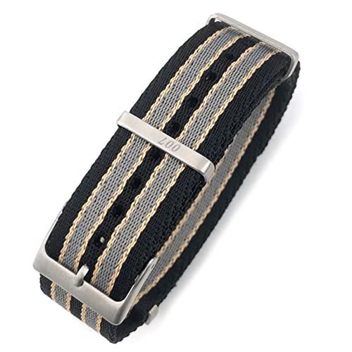 20 mm 21 mm Nylon-Armband für -Uhr Seamaster 007 Commander, weiches Canvas-Gewebearmband/007 Schwarz Gelb/20 mm von Generic