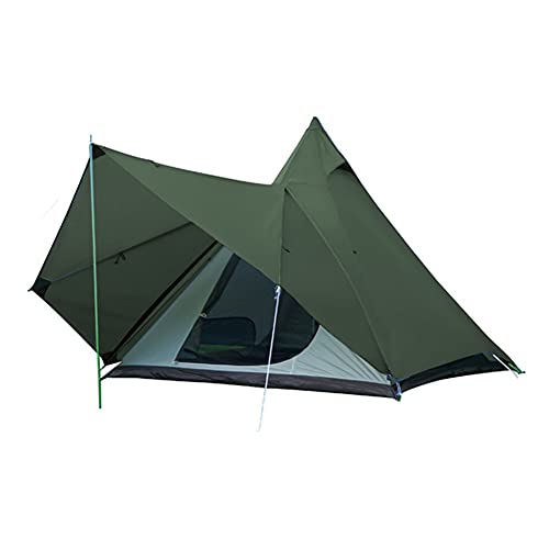 4-Personen-Zelt für Camping, Pyramiden-Tipi-Zelt, tragbares Doppellagiges Indianer-Tipi-Zelt für Outdoor-Familienwanderungen, Jurtenzelt (grün) von Generic
