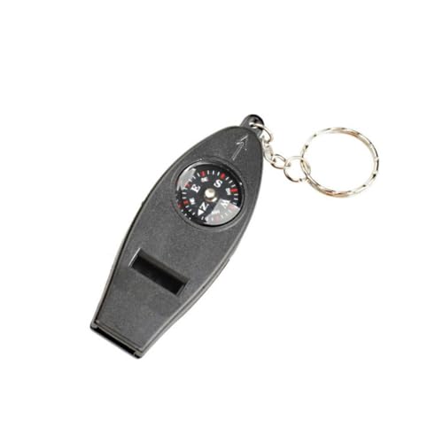 4 in 1 Mini -Taschen -Thermometer Multi -Nutzungs -Pfeife Kompass -Lupe Keychain Praxis Notfallüberlebensinstrument für Schwarze Sommer im Freien Outdoor -Sportzubehör im Freien von Generic