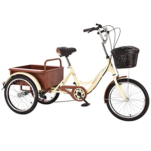 6-Gang-3-Rad-Fahrrad für Erwachsene Cruise Trikes, 20-Zoll-Doppelkettenpedal-Dreirad mit Korb für Senioren, Frauen, Männer zum Freizeiteinkauf von Generic