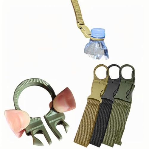 6 Stück Nylon Gürtel Flaschenhalter Clips Wasserflaschen Schnallen Halter Haken Rucksack Karabiner Haken Taktischer Schlüsselanhänger für Camping Wandern Reisen Angeln Outdoor Aktivitäten (1 Kit) von Generic