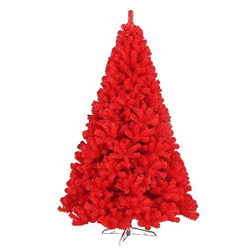 8 fuß großer künstlicher weihnachtsbaum mit scharnieren und verdickten astspitzen, glänzender roter lametta-weihnachtsbaum, einfach zu montierender vollständiger fichtenbaum für kaminparty-dekoration, von Generic