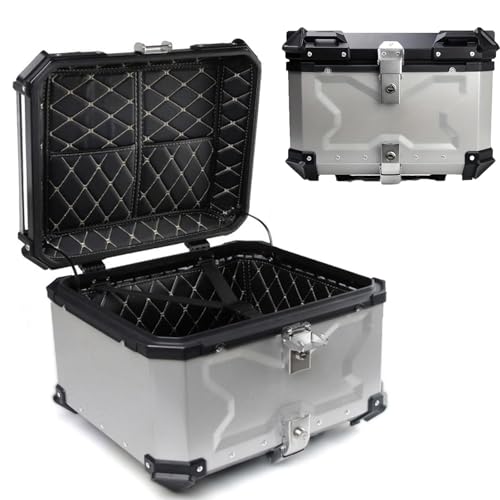 80L Motorrad Top Case Aluminium Motorrad Heckbox Motorrad Kofferraum Reisen Motorradkoffer Mit Sicherheitsschloss Motorrad Box Für Lagerung Helm(Schwarz) von Generic