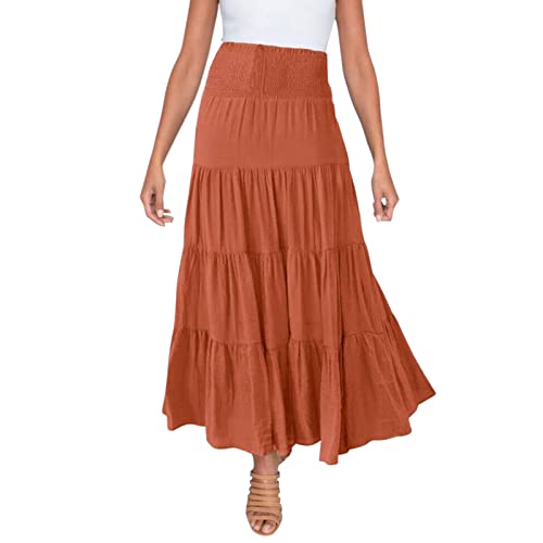 A Linien Rock Damen Lang, Strandrock Große Größe, Maxirock Damen High Waist Röcke Kleid Boho Wickelrock für Frauen Skirt Freizeitrock Einfarbig Herbstrock Sommerrock Elegant Kleidung von Generic