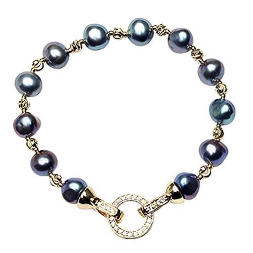 Accessories Armbänder für Damen, barock, nur natürliche Süßwasserperlen-Armbänder, gemischte Farben, unregelmäßiger Perlenschmuck, blau, 45 cm von Generic