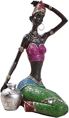 Afrikanische Figuren, Lady-Skulptur, Statue, Frauen-Stammes-Lady-Statue für Tischdekoration, Ornament, Geschenke – Silber von Generic