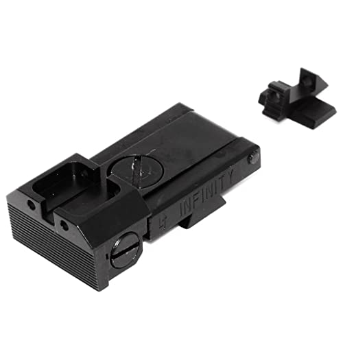 Airsoft Softair Ersatzteile KF CNC Steel Front Rear Sight Set Stahl Visier Nach Vorne Passend für KJ AW WE Tokyo Marui Hi-Capa Serie GBB Pistole Schwarz von Generic