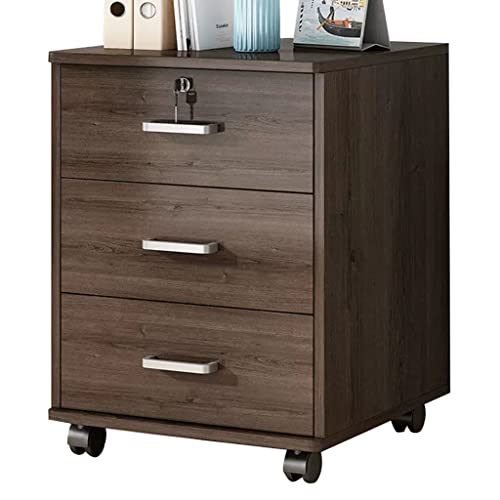 Aktenschrank Abschließbarer Aktenschrank mit 3 Ebenen und Schubladen, Schließfach mit 4 Universal-Bremsrädern, für das Heimbüro (Farbe: A1, Größe: 37 x 34 x 59 cm) von Generic