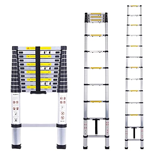 Aluminium-Teleskopleiter für Wohnmobile, 8 m/ 7 m/ 6,2 m/ 5 m/ 4 m/ 3,8 m/ 2,6 m hoch, ausziehbare Teleskopleiter für Dachzelt-Loft-Dachbodenhaus, Tragkraft 150 kg von Generic