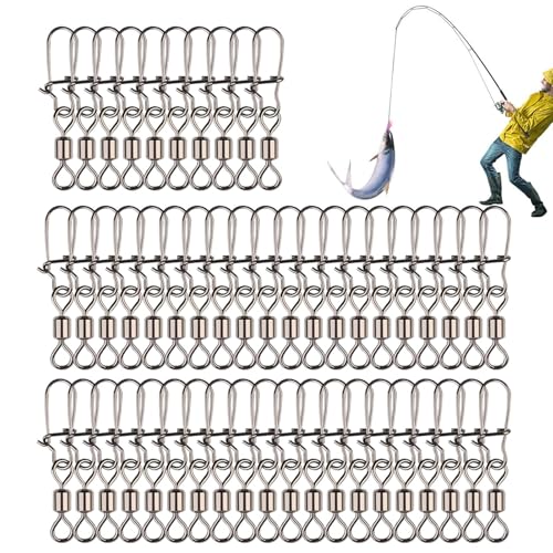 Angel-Schnappwirbel, Angel-Fass-Drehzapfen-Anschluss - 50 Stück Lock-Snap-Wirbel,Angelausrüstung, Salzwasserschnur-Köderverbinder, Angelköder-Schnappwirbel, Köderverbinder-Clips von Generic