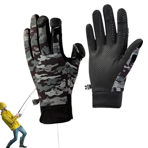 Angelhandschuhe für kaltes Wetter, warme Angelhandschuhe,Outdoor Fleece Eisfischen Fingerlose Handschuhe - Touchscreen-Handschuhe für kaltes Wetter, rutschfeste Angelausrüstung für Männer und Frauen von Generic