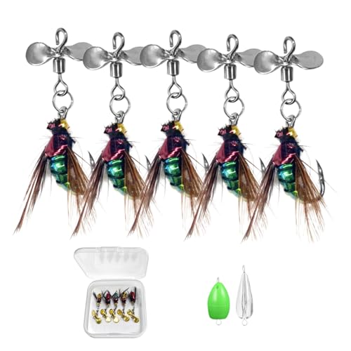 Angelköder zum Fliegenfischen – Angelköder-Set mit Stahlhaken, bunte Sortimente mit reflektierenden Pailletten, für Forellen Angelköder zum Fliegenfischen – Angelköder-Set mit Stahlhaken, bunte Sortimente mit reflektierenden Pailletten, für Forellen von Generic