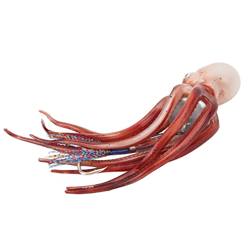 Angeln Tintenfisch Köder, Künstlicher Tintenfisch Köder Rot 300g Köder Angeln Oktopus Köder Angeln Tintenfisch Köder Künstliches Sprühtintendesign für Meeresangelzubehör von Generic