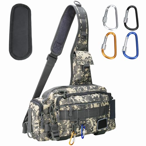 Noosverl Angeltasche,Sling Angeltasche wasserdicht verschleißfest Angelrucksack für Angelzubehör mit 4 Karabiner Noosverl Angeltasche,Sling Angeltasche wasserdicht verschleißfest Angelrucksack für Angelzubehör mit 4 Karabiner von Generic