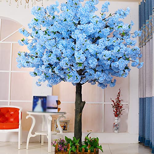 Artificial Cherry Blossom Trees,Blue Cherry Blossom Tree Fake Real Wood Stems for Modeling Landscape Wedding Party Decor 3.5x3.5m/11.5x11.5ft von Generic