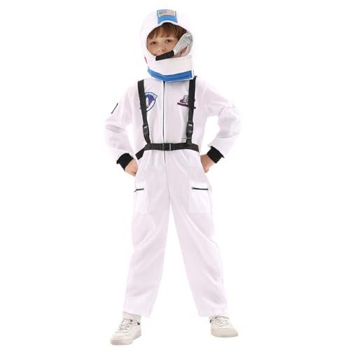 Astronauten Kostüm Kinder Weiß Kostüme für Kinder Astronaut Karneval Costume Space Raumfahrer Weltall Raumanzug Fasching Overall Karnevalskostüm Faschingskostüme von Generic