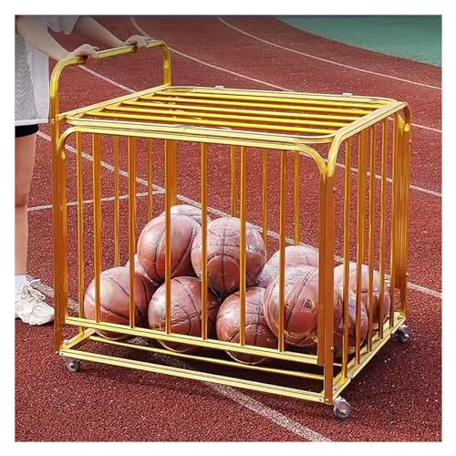 Aufbewahrung von Sportgeräten für Garage, Schule, Sport-Organizer für Basketbälle, Fußball, Baseball, rollender großer Ball-Aufbewahrungswagen mit Rädern und Deckel, robuster Ballwagen aus E von Generic