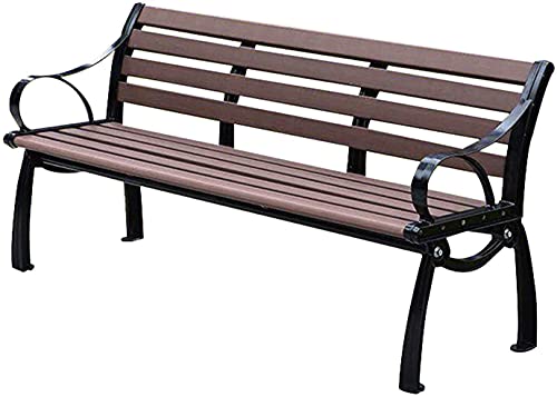 Außenbank, Terrassenbank, Veranda-Möbel, Außenterrasse, Gartenbank, Parkstuhl, korrosionsbeständiges Massivholz und Aluminiumguss (Kaffeefarbe, 150 cm) (Kaffeefarbe, 150 cm) von Generic